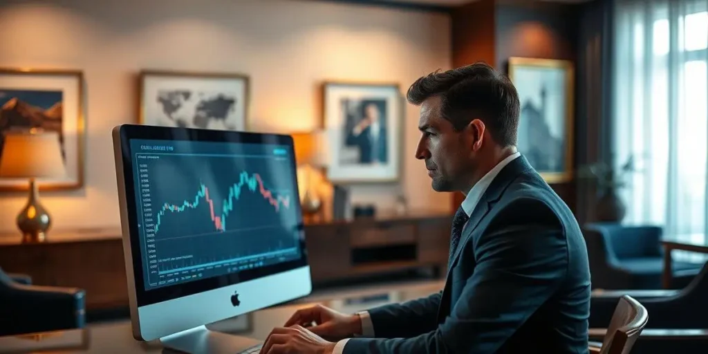 Wealth Manager Analyzing Market Trends on a Computer