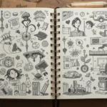 Journal page with creative doodles and journal prompts for self-discovery