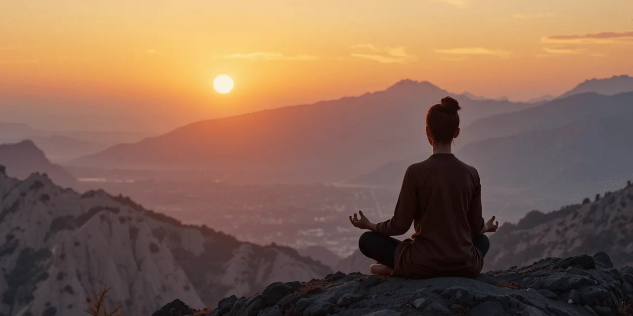 Self Realization Journey: Person Meditating at Sunrise