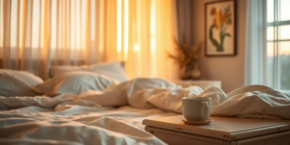 A cozy and inviting bedroom with a neatly made bed, soft lighting, and a relaxing atmosphere, symbolizing the importance of restful sleep for well-being.